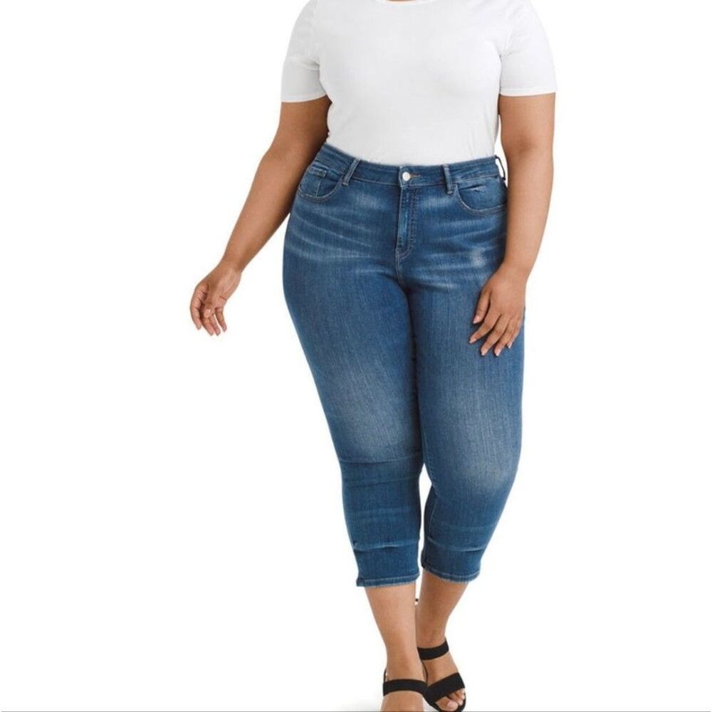 Warp + Weft SBN South Bend Straight Crop Jeans Blue Plus Size 18 NWT
